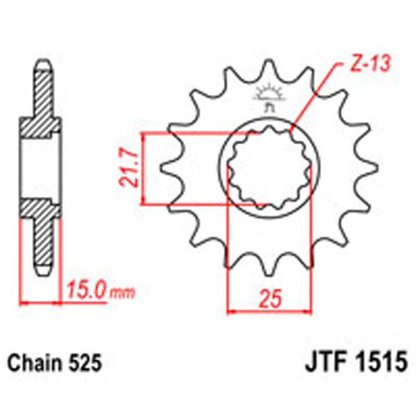 JT JT Gear Box Sprockets G/B 1515-15T KAW (2082)